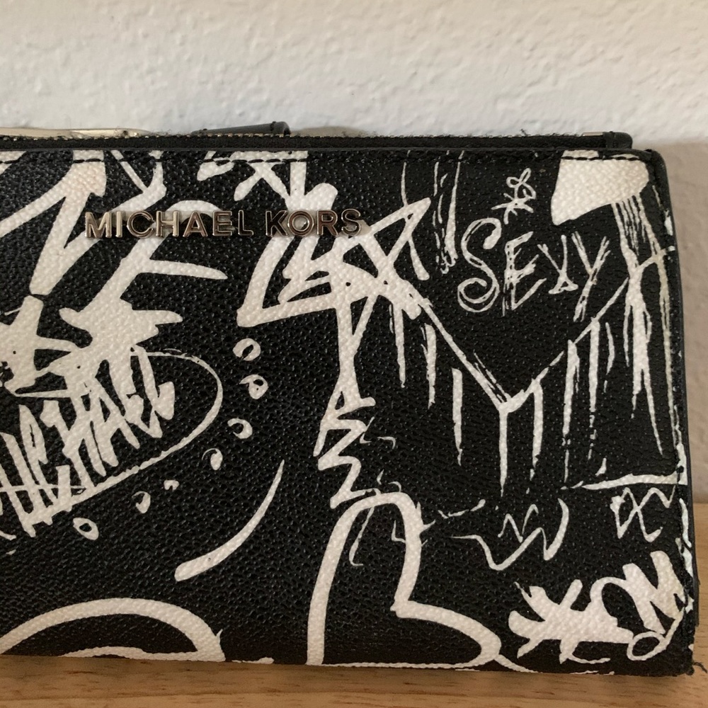 Michael Kors Black Graffiti Clutch/Wallet